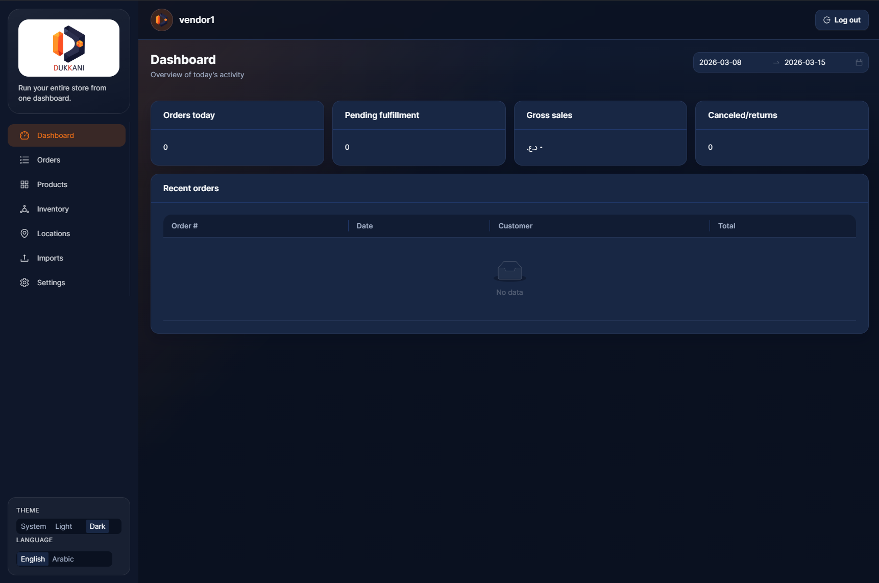 Vendor Dashboard