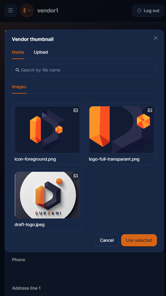 شاشة هاتف عمودية لعمليات البائعين داخل Vendor Dashboard